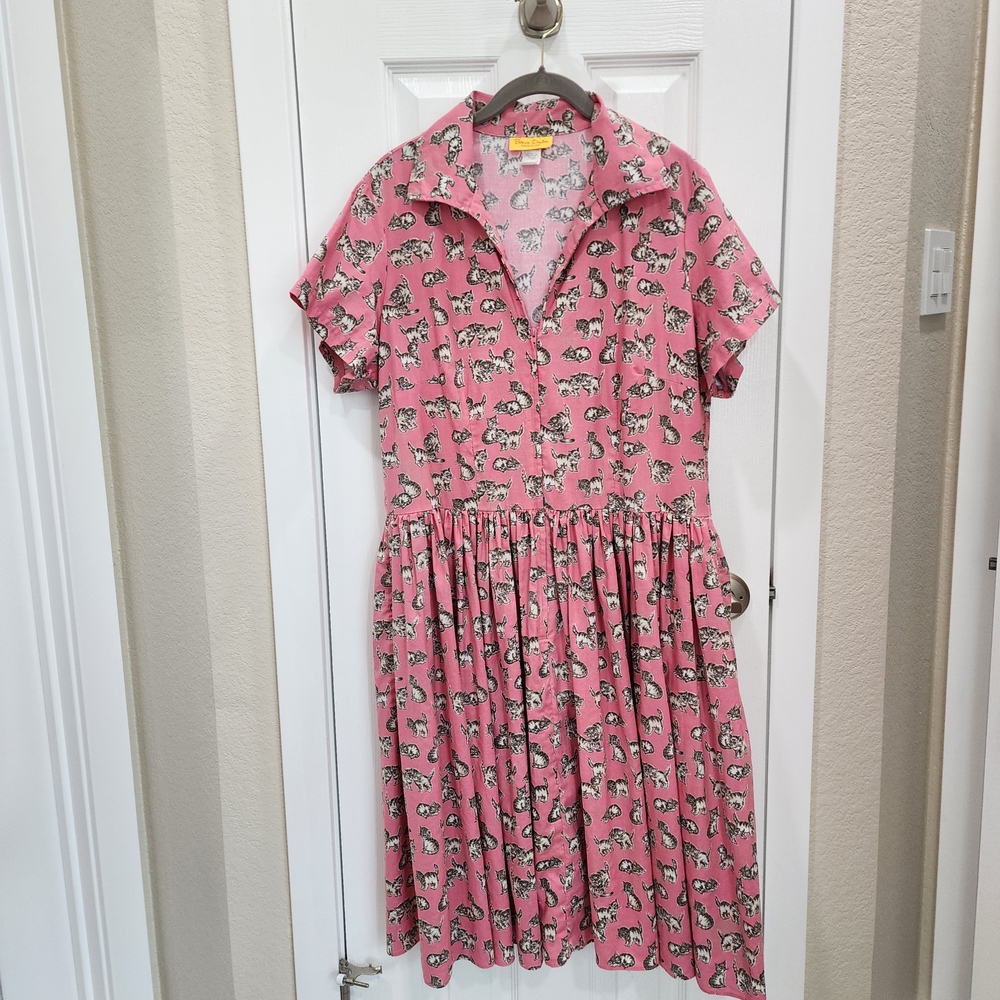 3X Drive-in Dress in Pink Kittens